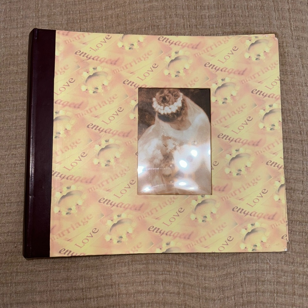 Engagement Photo Album / scrapbook with Burgundy-brown Spine
